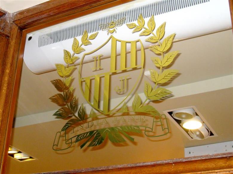 india jane logo on glass